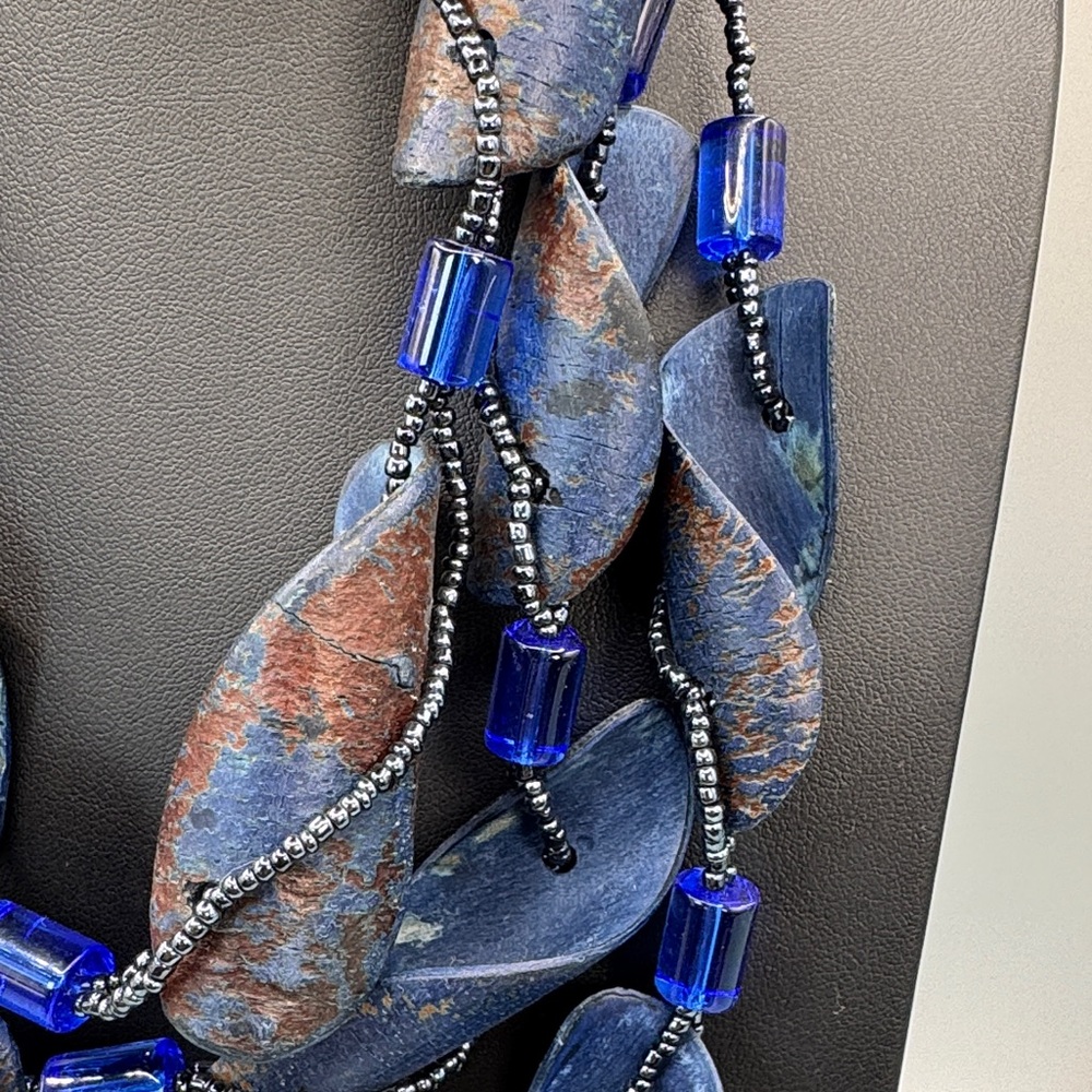 Artisan Navy and Cobalt Multi-Strand Women's Necklace - Picture 2 of 5